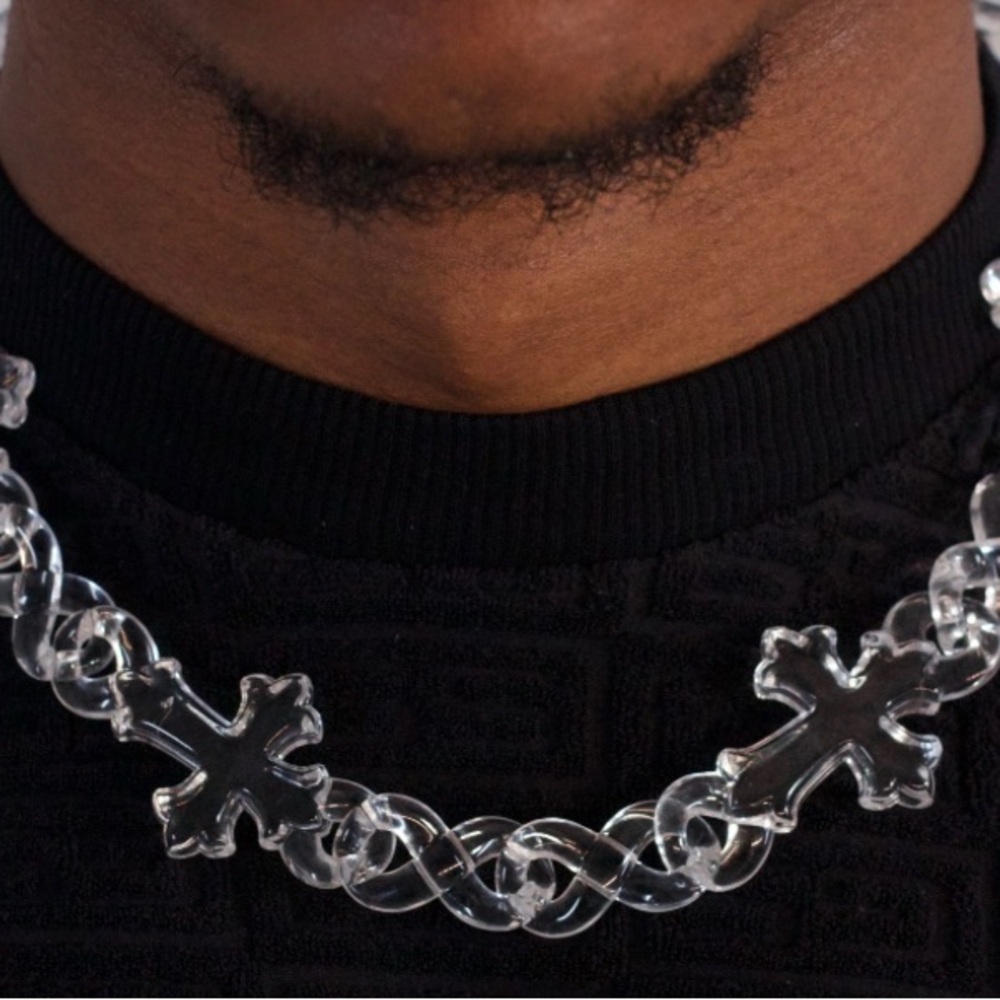 Men’s Rap Fashion Clear Cross Infinity Link Necklace - Hip Hop - Artisan